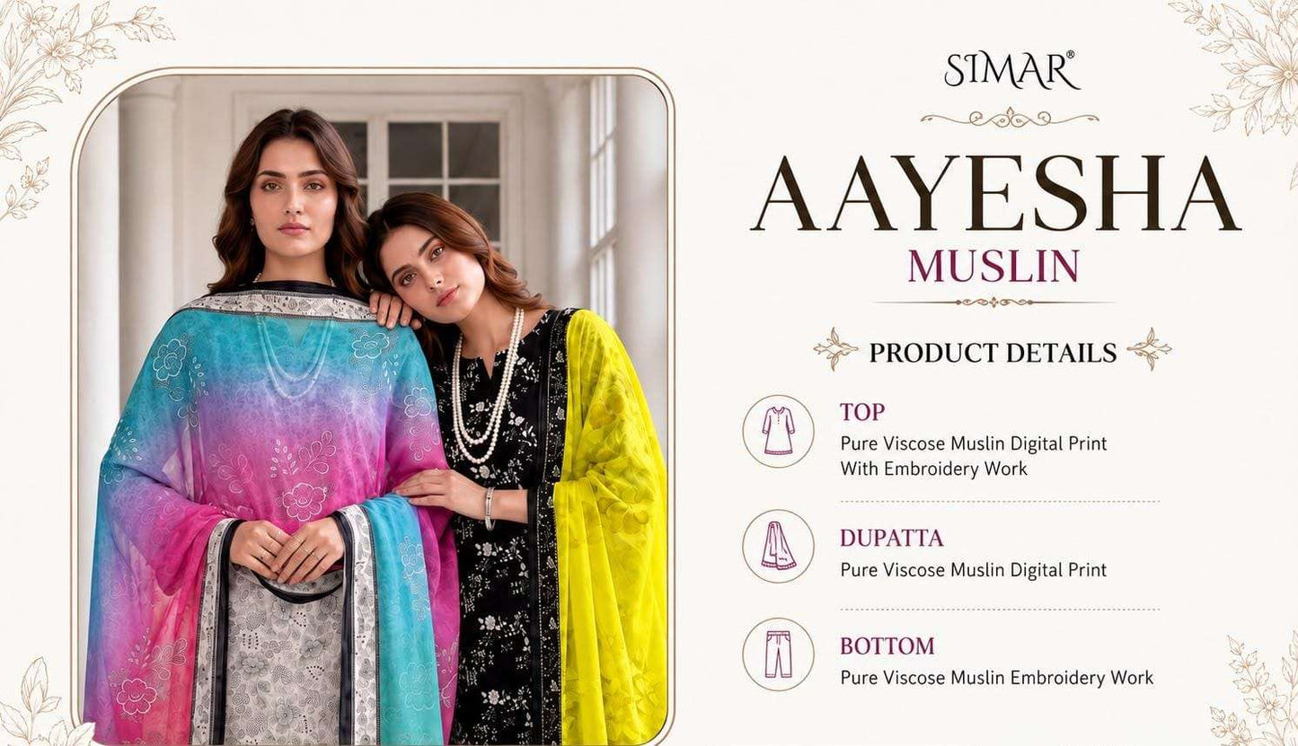 Glossy Aayesha Muslin Digital Printed Dress Material