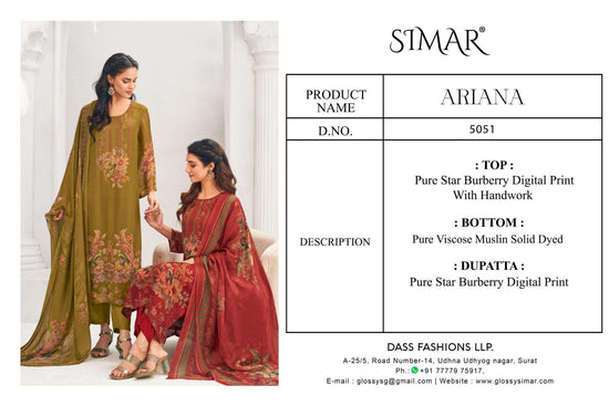 Glossy Ariana 5051 Designer Digital Print Unstitched Dress Material - Amrah Wholesale
