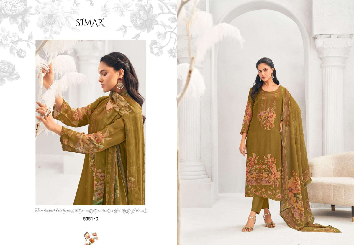 Glossy Ariana 5051 Designer Digital Print Unstitched Dress Material - Amrah Wholesale