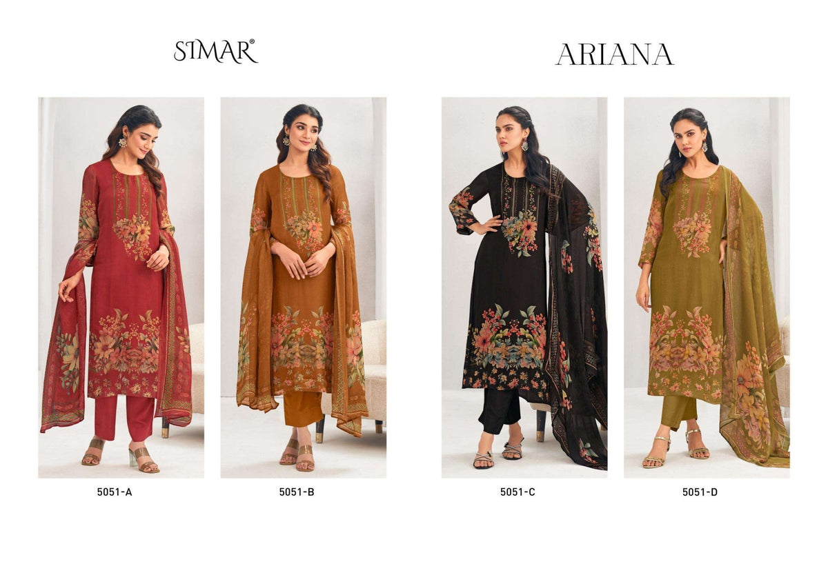 Glossy Ariana 5051 Designer Digital Print Unstitched Dress Material - Amrah Wholesale