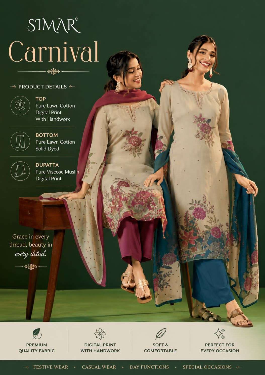 Glossy Carnival Pure Lawn Cotton Digital Print Dress Material