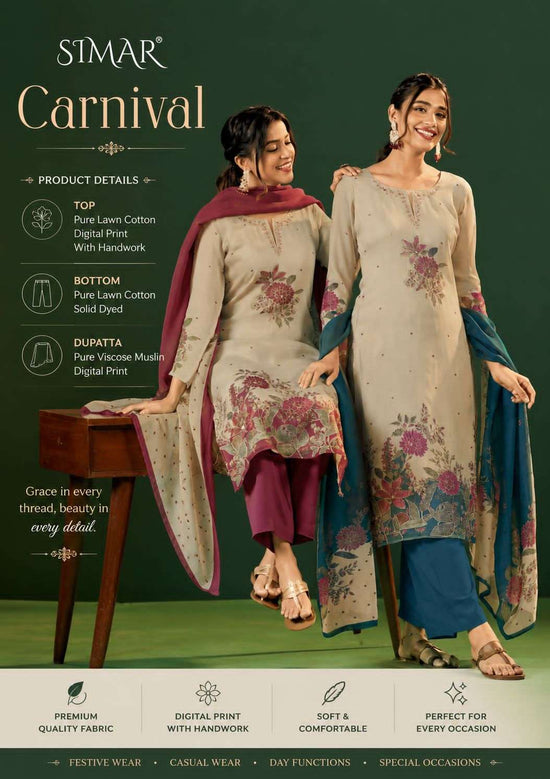 Glossy Carnival Pure Lawn Cotton Digital Print Dress Material