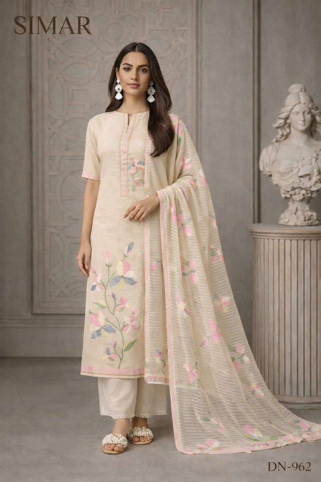 Glossy D-962 Cotton Jacquard Dress Material Wholesale