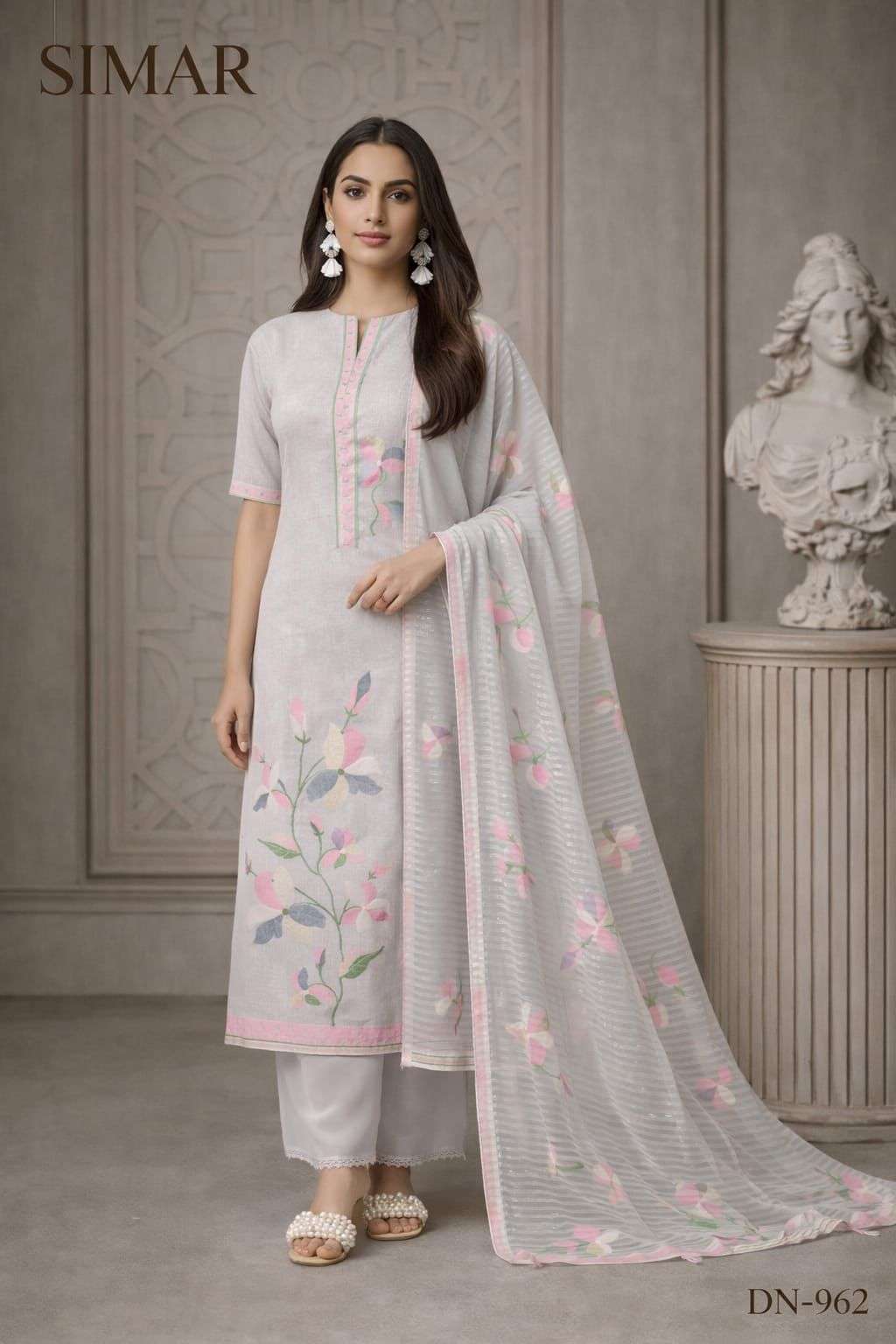 Glossy D-962 Cotton Jacquard Dress Material Wholesale