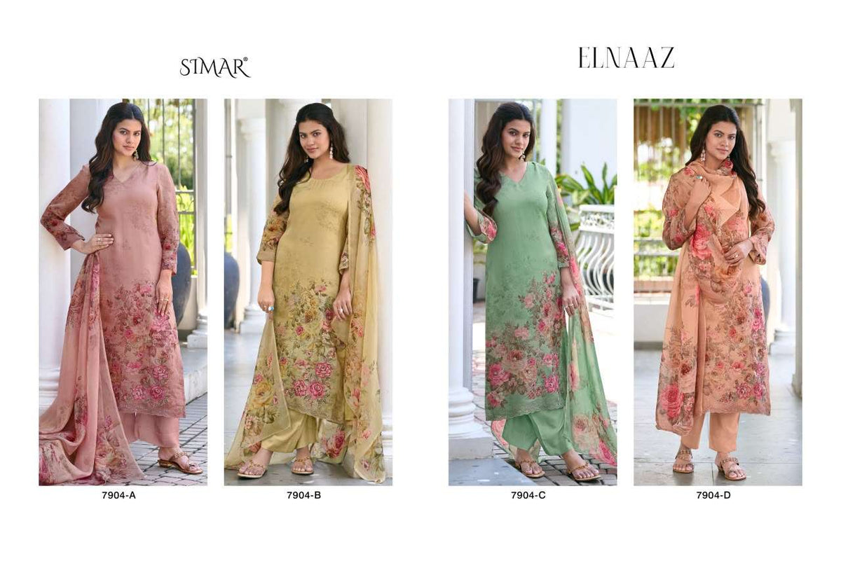 Glossy Elnaaz Pure Viscose Organza Dress Material - Amrah Wholesale