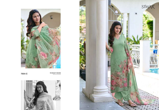 Glossy Elnaaz Pure Viscose Organza Dress Material - Amrah Wholesale