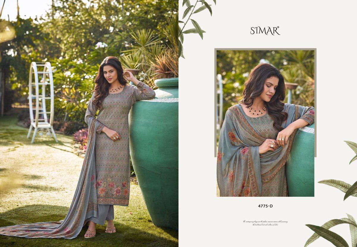 Glossy Faiza Satin Digital Print Dress Material - Amrah Wholesale