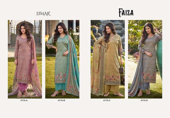 Glossy Faiza Satin Digital Print Dress Material - Amrah Wholesale