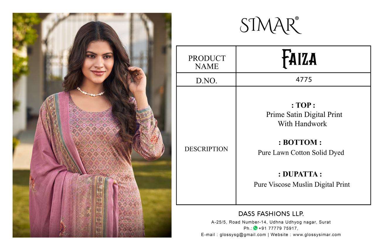 Glossy Faiza Satin Digital Print Dress Material