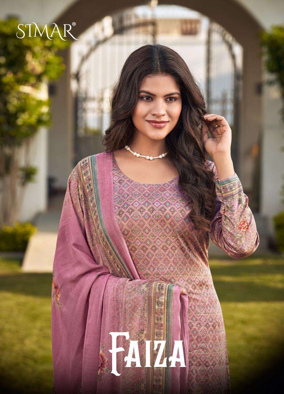 Glossy Faiza Satin Digital Printed Dress Material - Amrah Wholesale