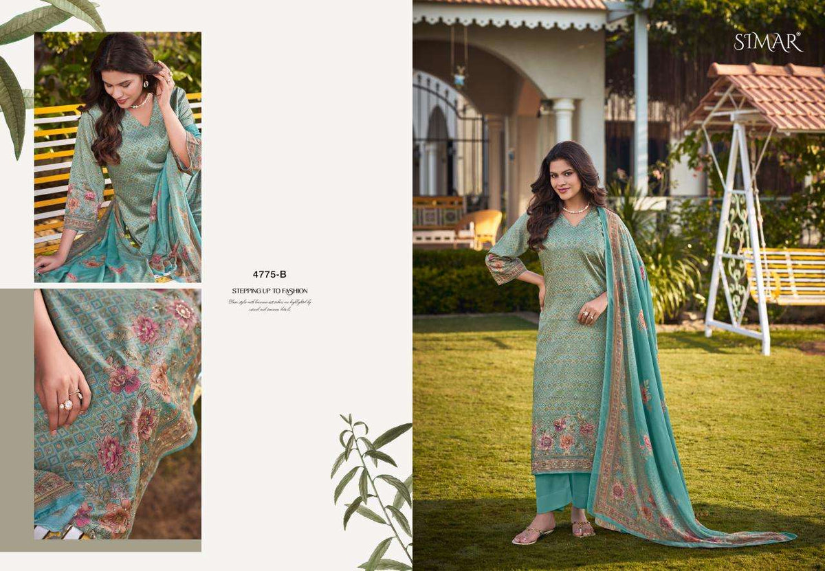 Glossy Faiza Satin Digital Printed Dress Material - Amrah Wholesale