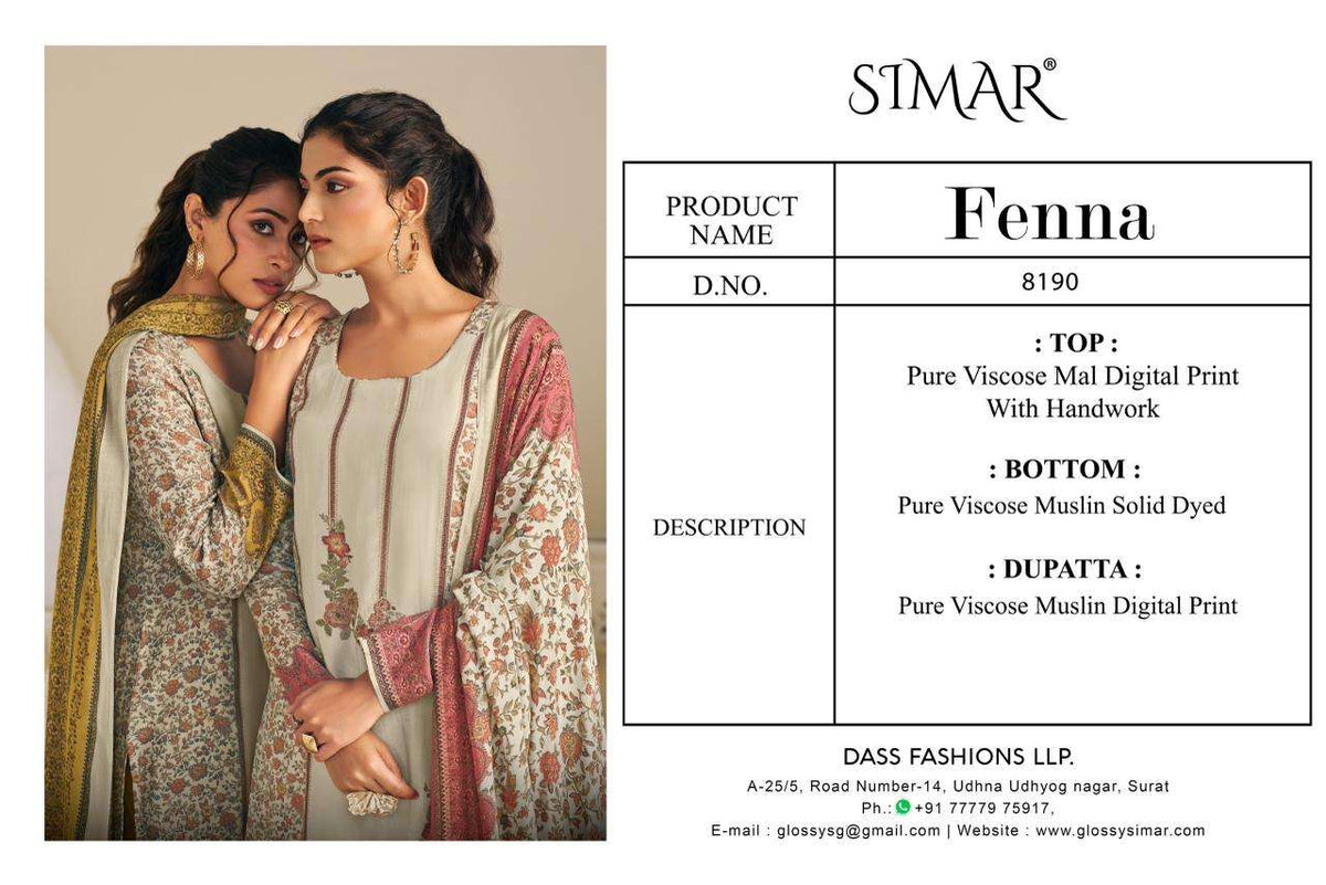 Glossy Fenna Viscose Dress Material - Amrah Wholesale