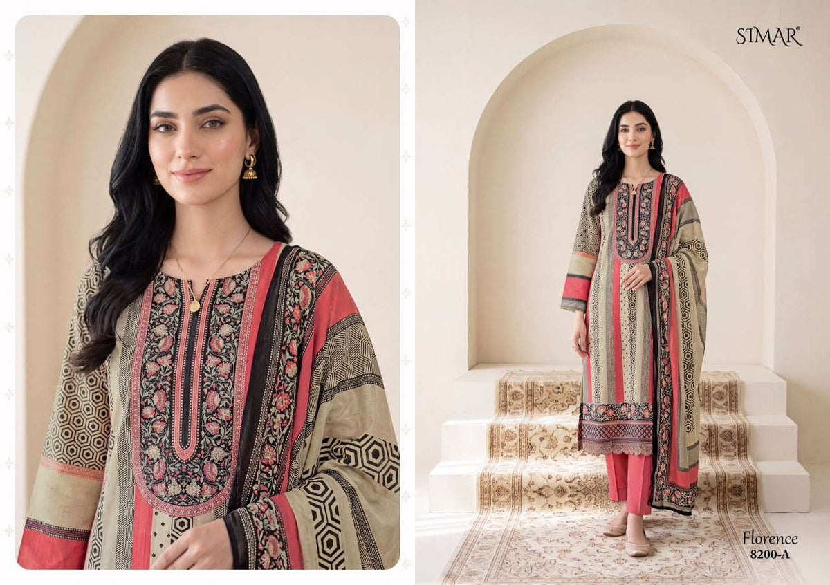 Glossy Florence Viscose Muslin Digital Print Dress Material - Amrah Wholesale