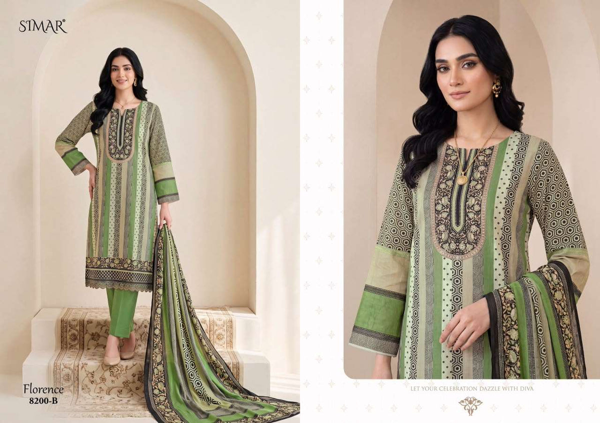 Glossy Florence Viscose Muslin Digital Print Dress Material - Amrah Wholesale