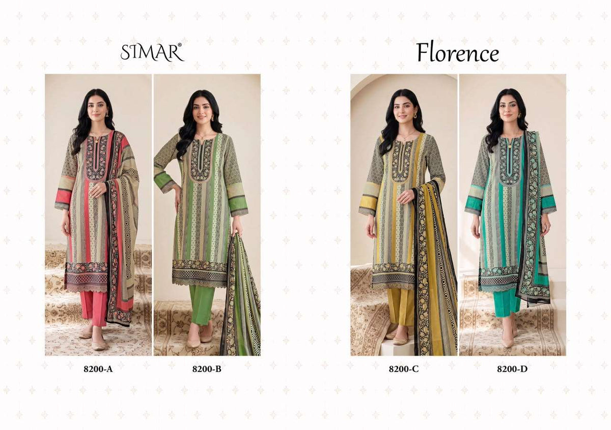 Glossy Florence Viscose Muslin Digital Print Dress Material - Amrah Wholesale