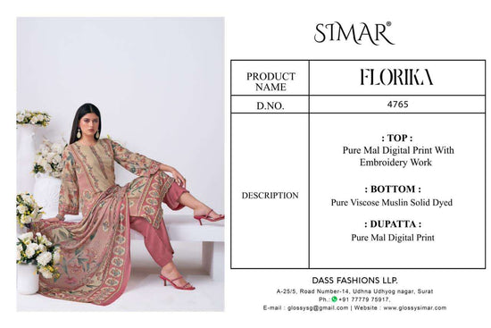 Glossy Florika Pure Mal Digital Printed Dress Material - Amrah Wholesale