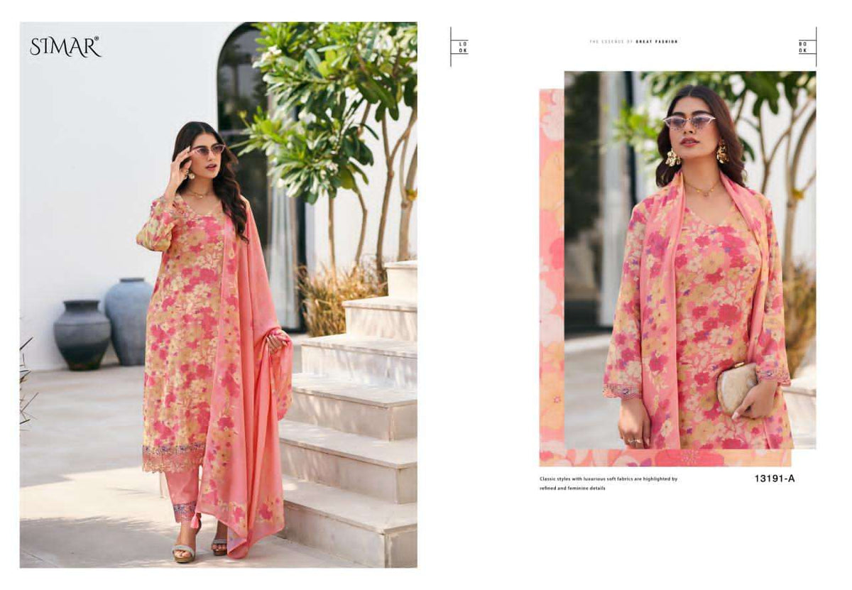 Glossy The Flower Story Muslin Dress Material Wholesale - Amrah Wholesale