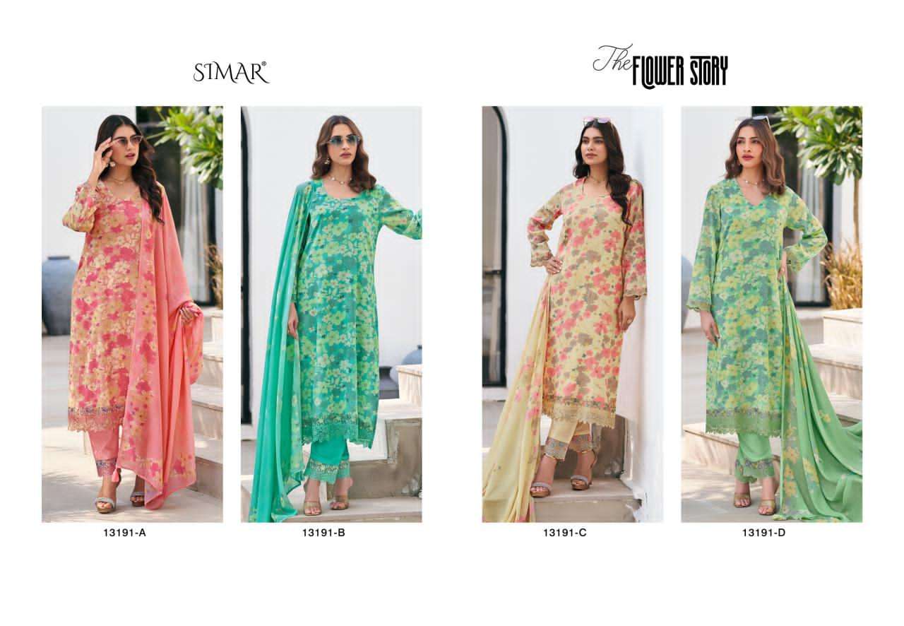 Glossy The Flower Story Muslin Dress Material Wholesale - Amrah Wholesale