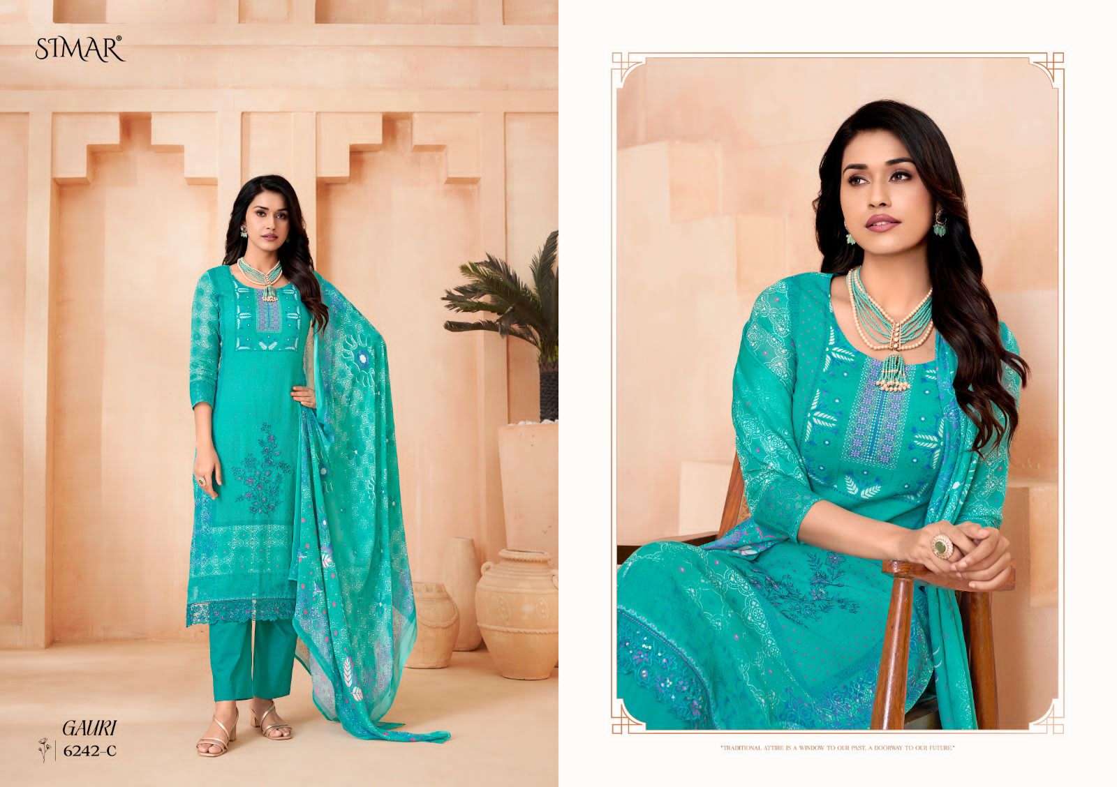 Glossy Simar Gauri Muslin Dress Material - Amrah Wholesale