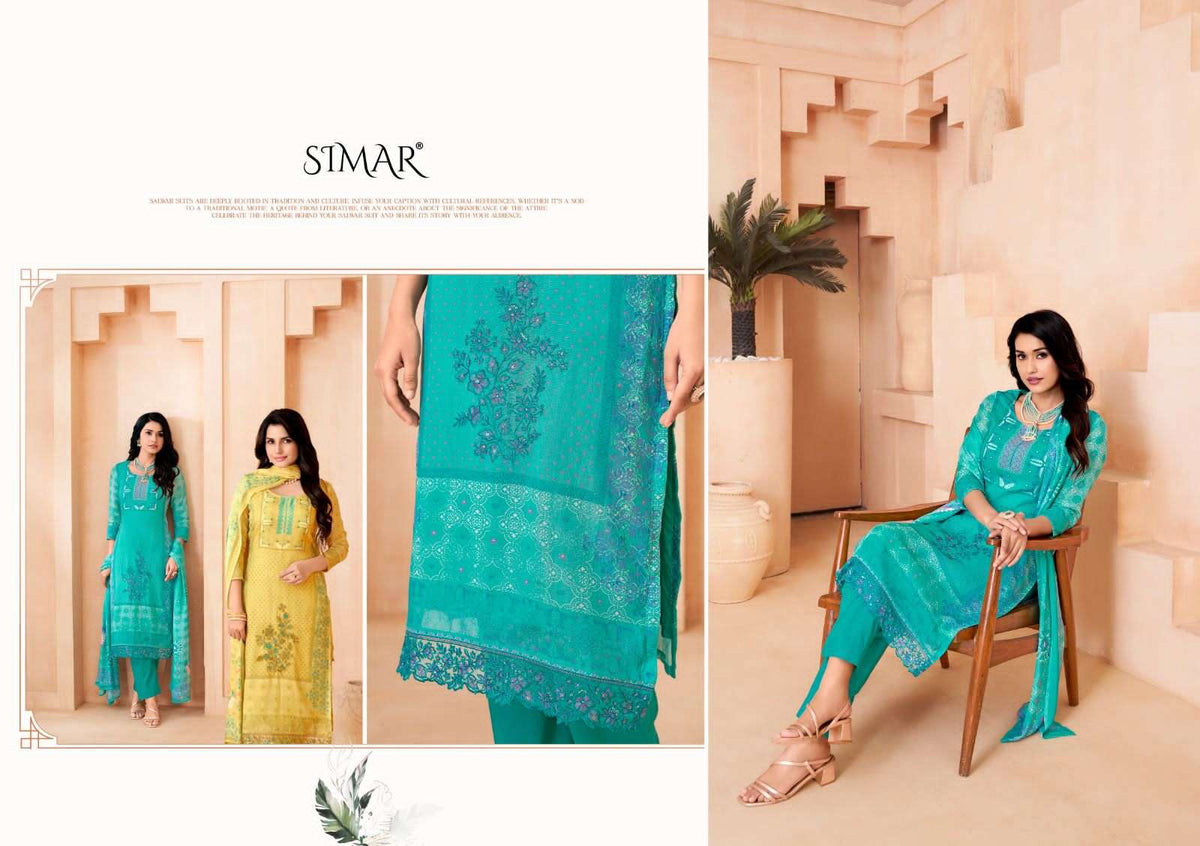 Glossy Simar Gauri Muslin Dress Material - Amrah Wholesale
