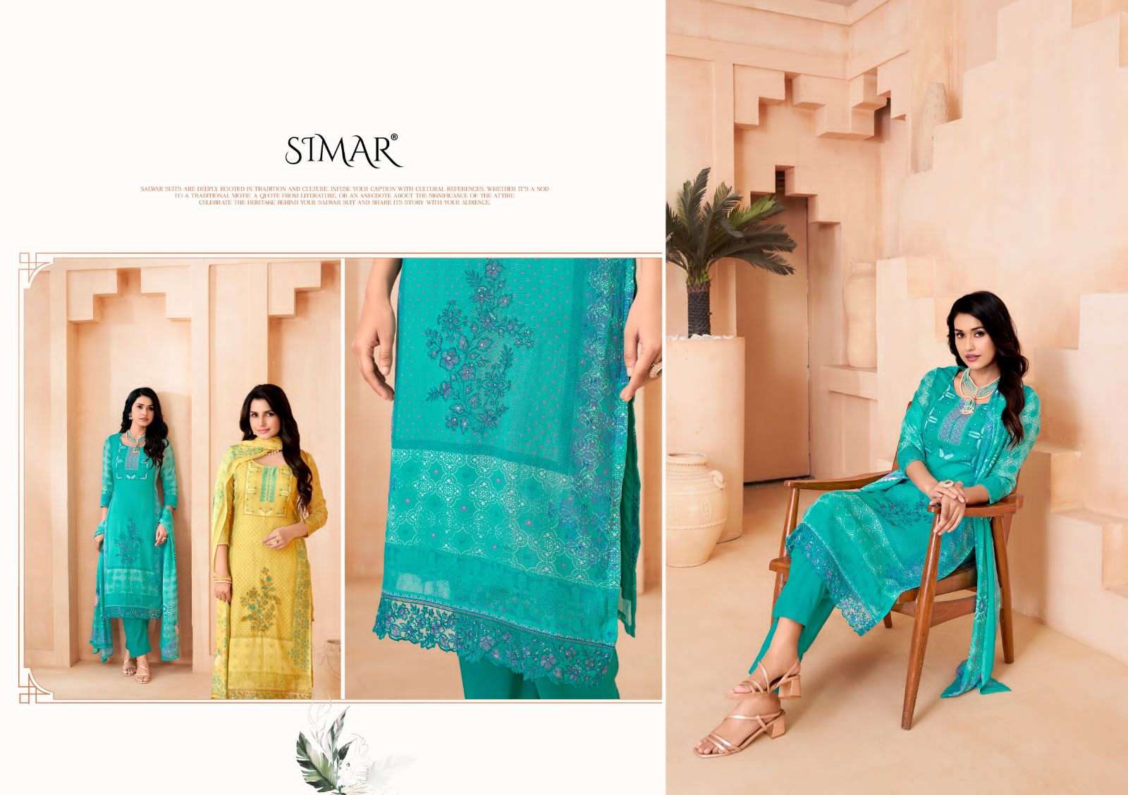 Glossy Simar Gauri Muslin Dress Material - Amrah Wholesale