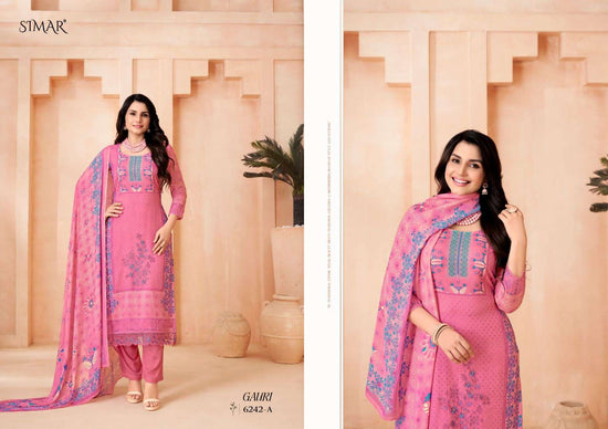 Glossy Simar Gauri Muslin Dress Material - Amrah Wholesale