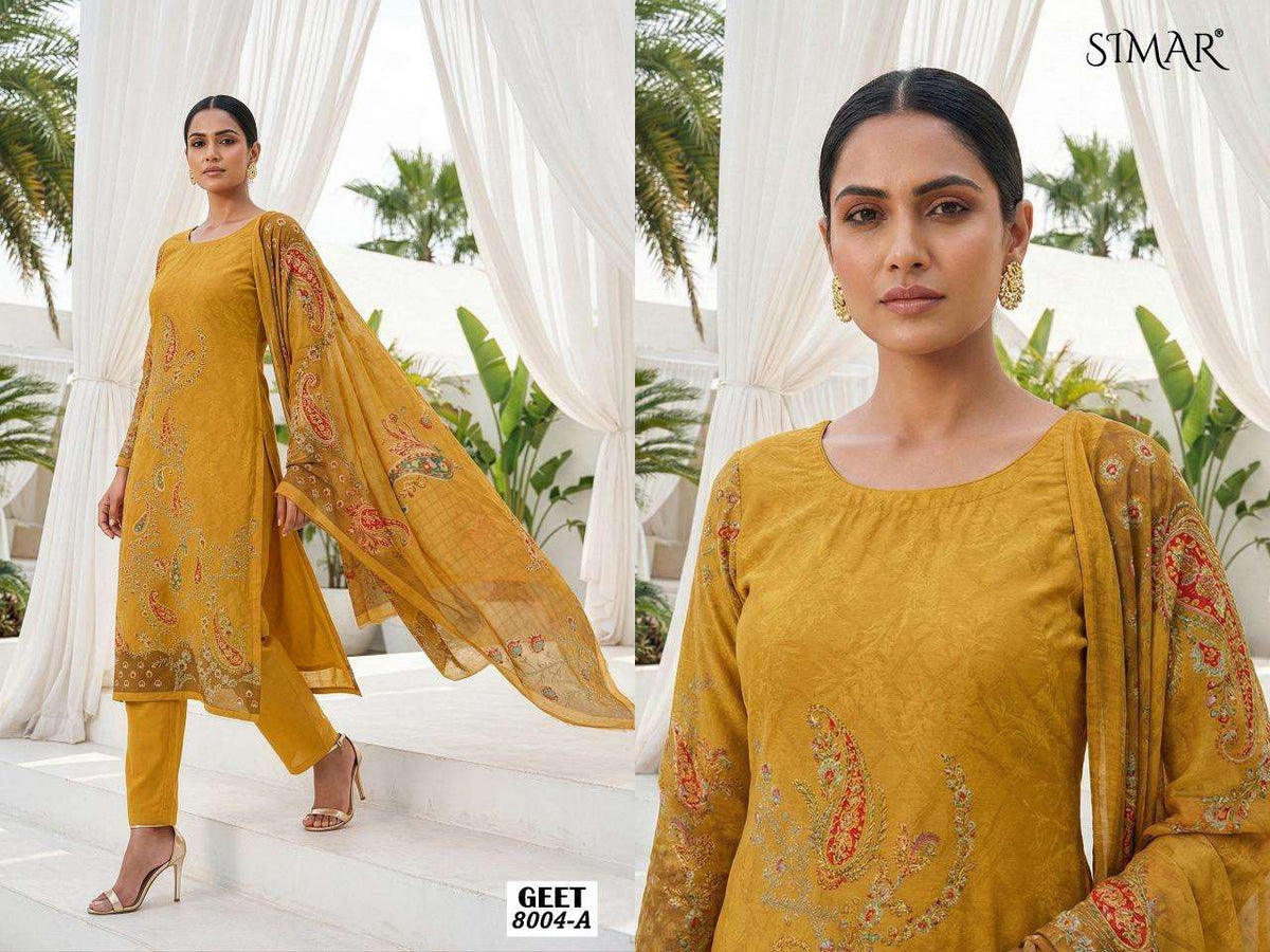 Glossy Simar Geet Pure Lawn Cotton Dress Material