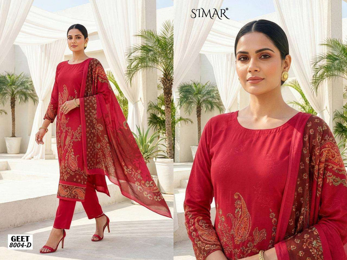 Glossy Simar Geet Pure Lawn Cotton Dress Material