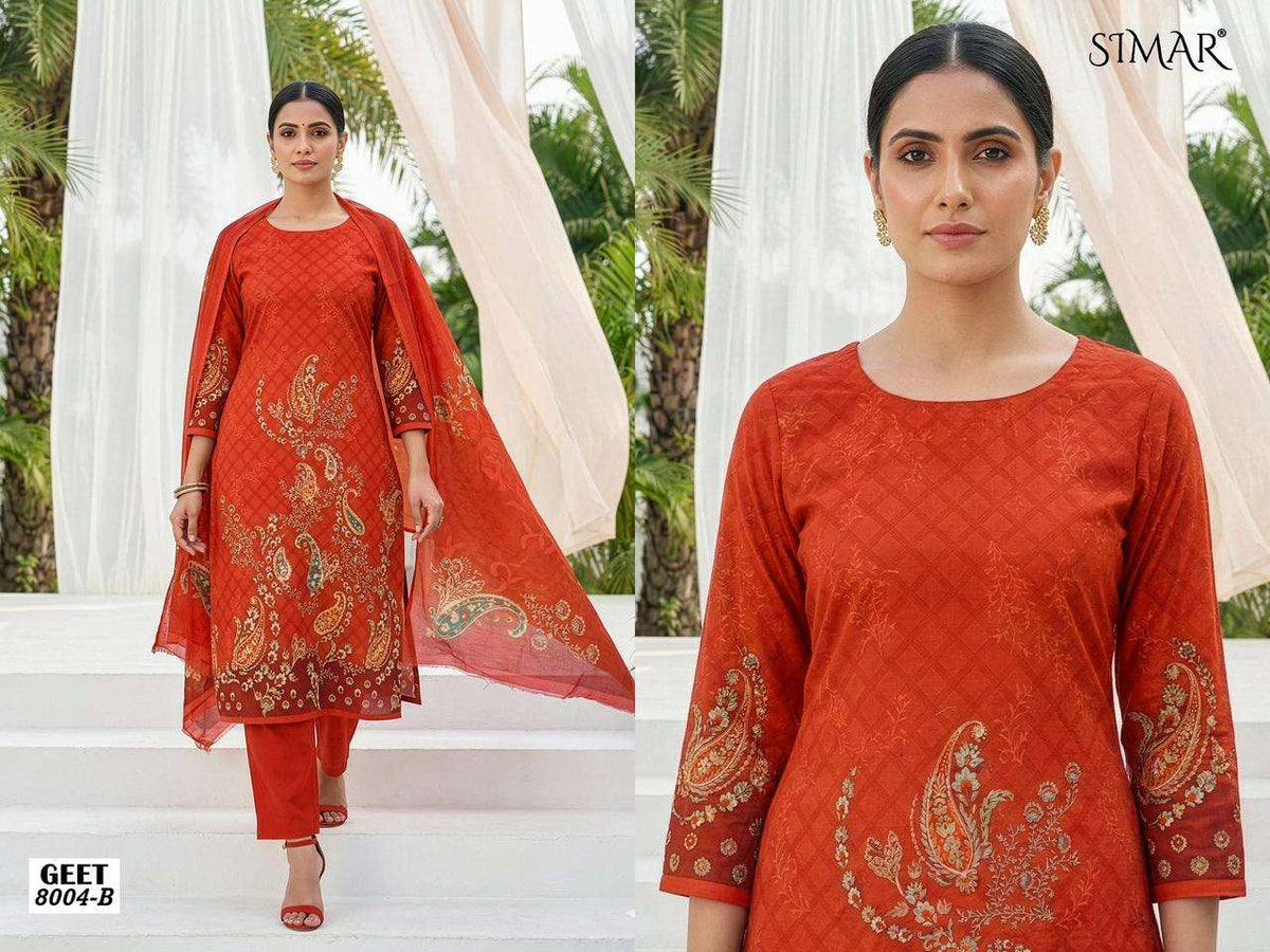 Glossy Simar Geet Pure Lawn Cotton Dress Material