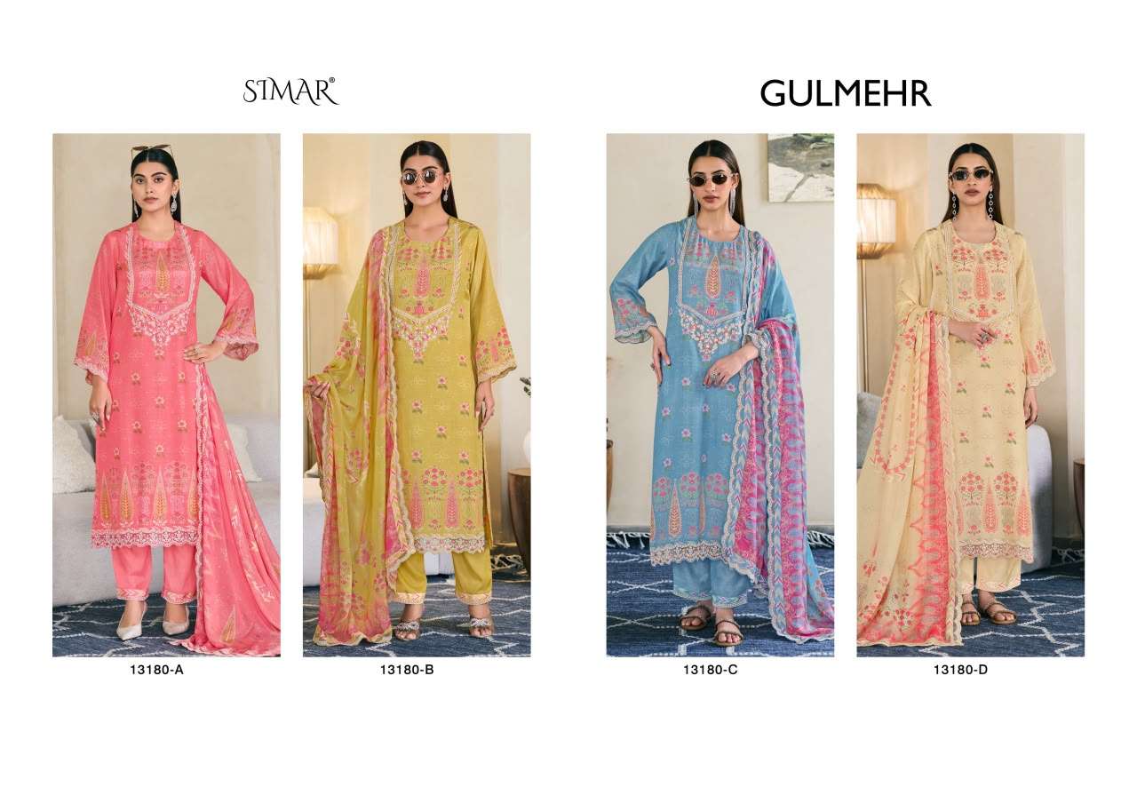 Glossy Gulmehr Premium Muslin Silk Dress Material