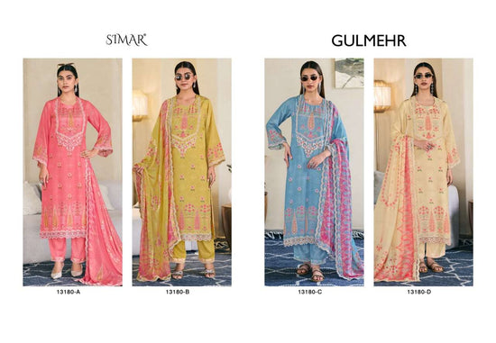 Glossy Gulmehr Premium Muslin Silk Dress Material