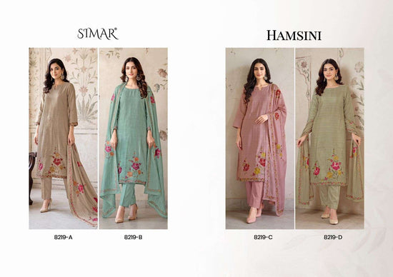 GLOSSY HAMSINI Viscose Muslin Embroidered Dress Material