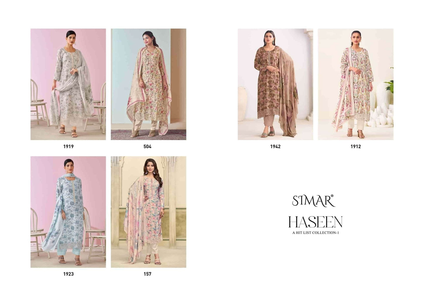 Glossy Haseen A Hit List Collection Vol 1 Pure Viscose Muslin Dress Material - Amrah Wholesale