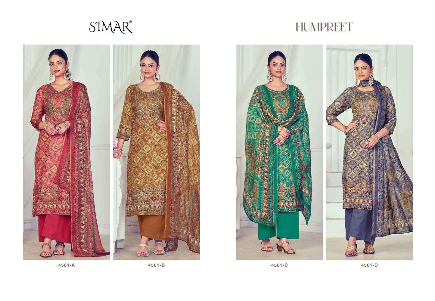 Glossy Humpreet 4561 Fancy Silk Dress Material Wholesale Price Surat