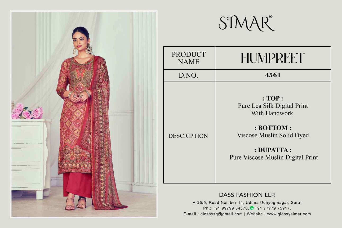 Glossy Humpreet 4561 Fancy Silk Dress Material Wholesale Price Surat