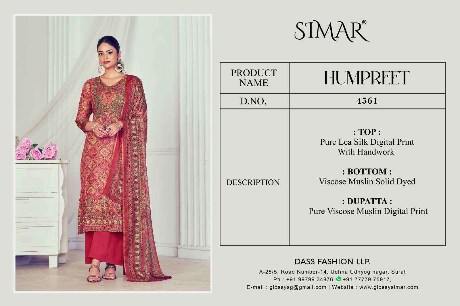 Glossy Humpreet 4561 Fancy Silk Dress Material Wholesale Price Surat