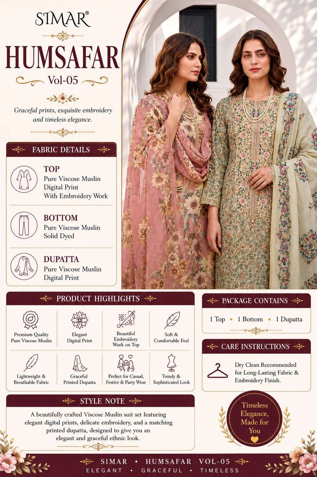 Glossy Humsafar Vol 5 Viscose Muslin Dress Material
