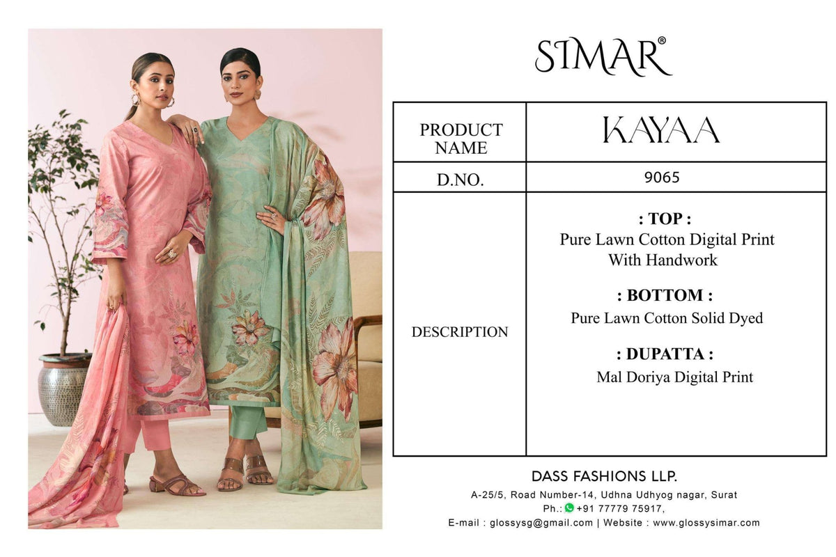 Glossy Kayaa Pure Lawn Cotton Digital Print Dress Material - Amrah Wholesale
