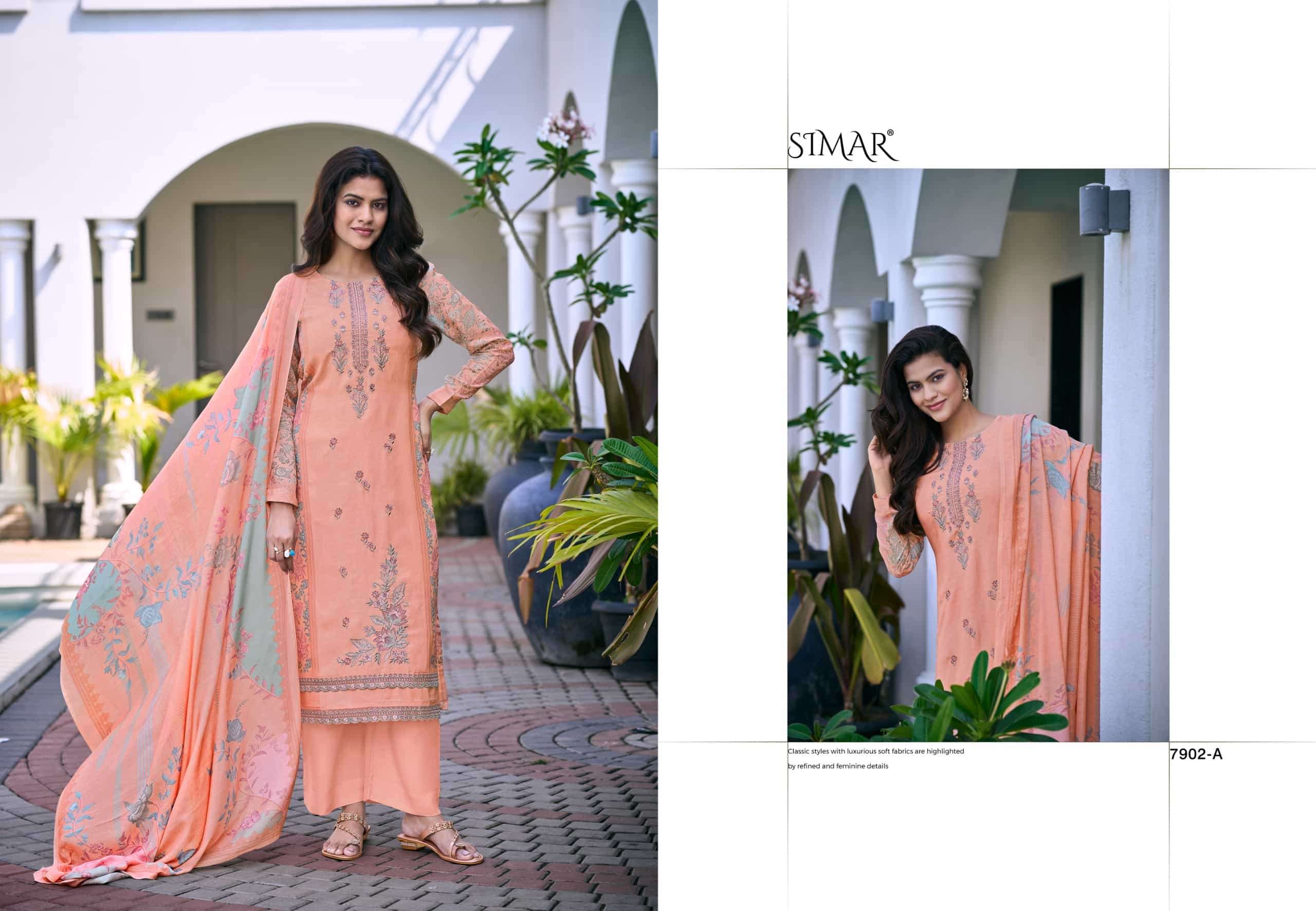 Glossy Minaaz Pure Viscose Muslin Salwar Suit Wholesale Catalogue