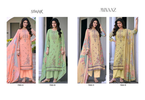 Glossy Minaaz Pure Viscose Muslin Salwar Suit Wholesale Catalogue