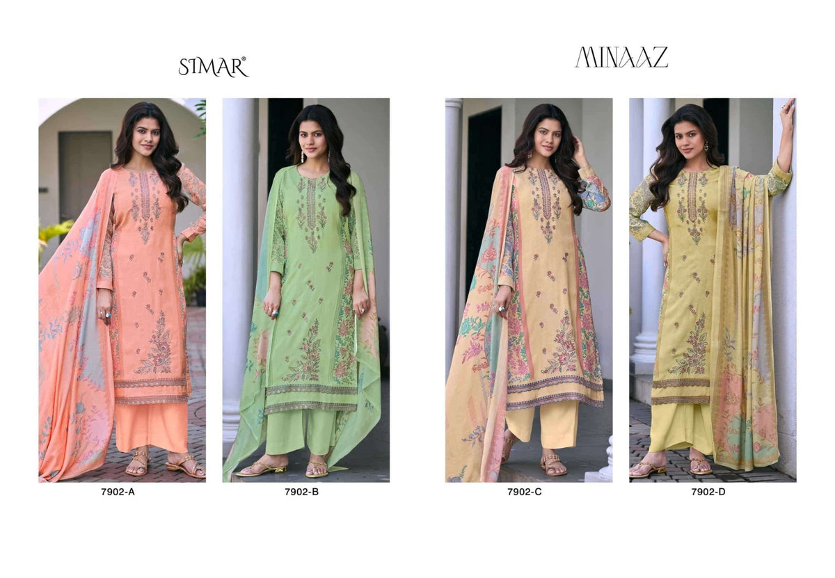 Glossy Minaaz Pure Viscose Muslin Salwar Suit Wholesale Catalogue - Amrah Wholesale