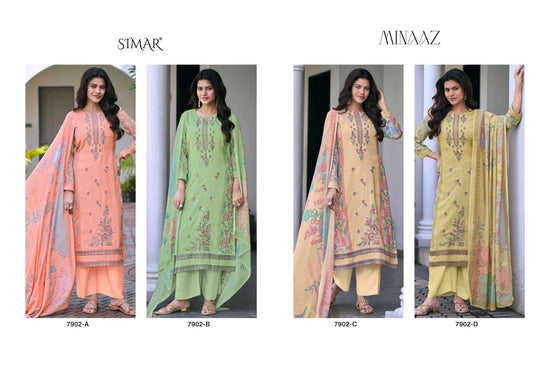 Glossy Minaaz Pure Viscose Muslin Salwar Suit Wholesale Catalogue - Amrah Wholesale