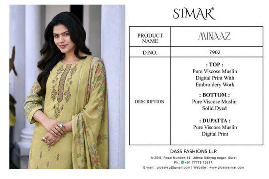 Glossy Minaaz Pure Viscose Muslin Salwar Suit Wholesale Catalogue - Amrah Wholesale