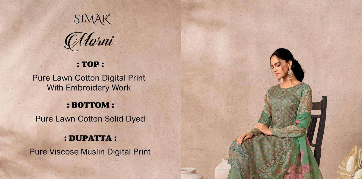 Glossy Morni Lawn Cotton Dress Material - Amrah Wholesale