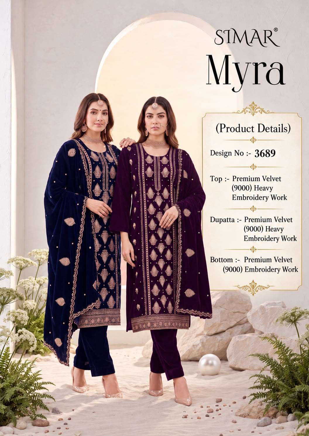 Glossy Simar Myra 3689 Premium Style Velvet Dress Material