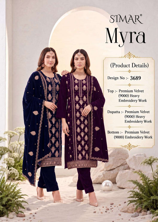 Glossy Simar Myra 3689 Premium Style Velvet Dress Material