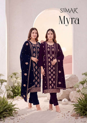 Glossy Simar Myra 3689 Premium Style Velvet Dress Material