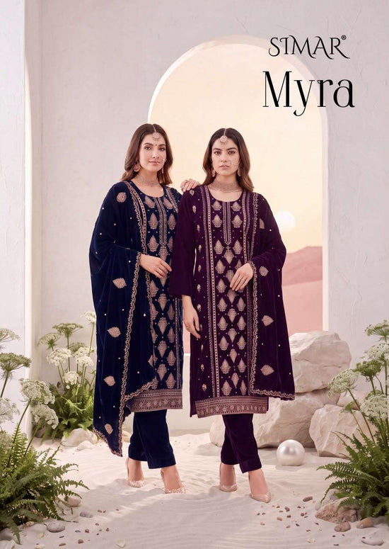 Glossy Simar Myra 3689 Premium Style Velvet Dress Material