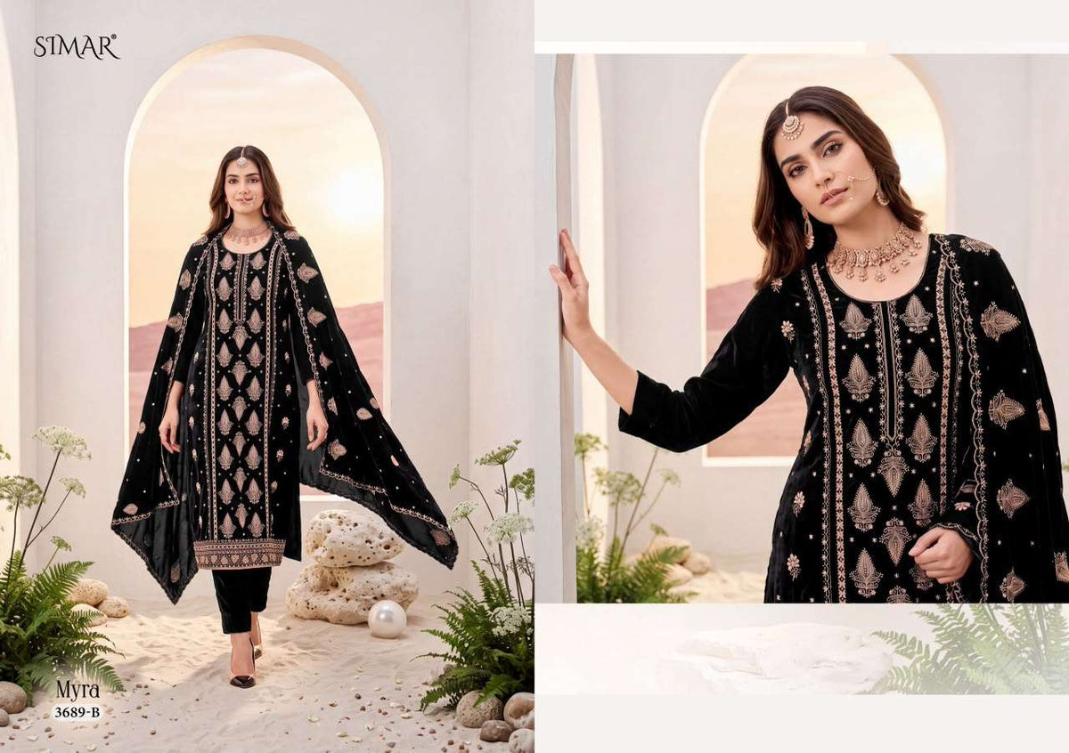 Glossy Simar Myra 3689 Premium Style Velvet Dress Material