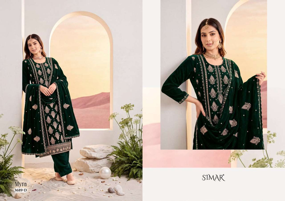 Glossy Simar Myra 3689 Premium Style Velvet Dress Material